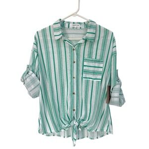 Eden & Olivia Green Striped Blouse